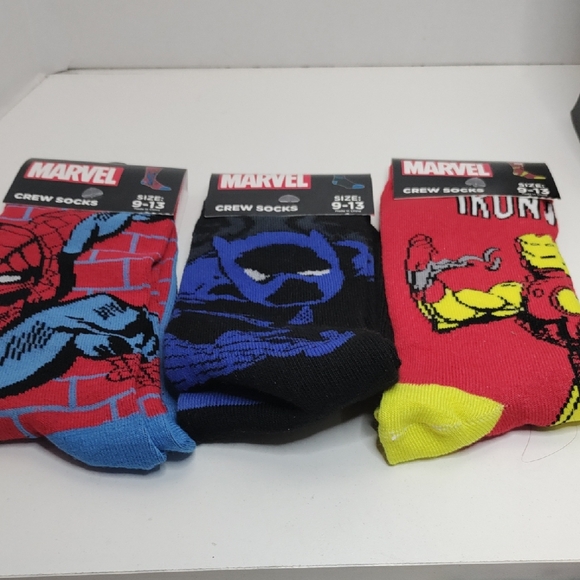 Marvel Other - Marvel Men's Superhero Crew Socks - Blue, Black, Red